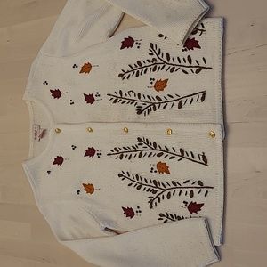 VTG Crystal Kobe Acrylic Fall Themed Button Up Cardigan